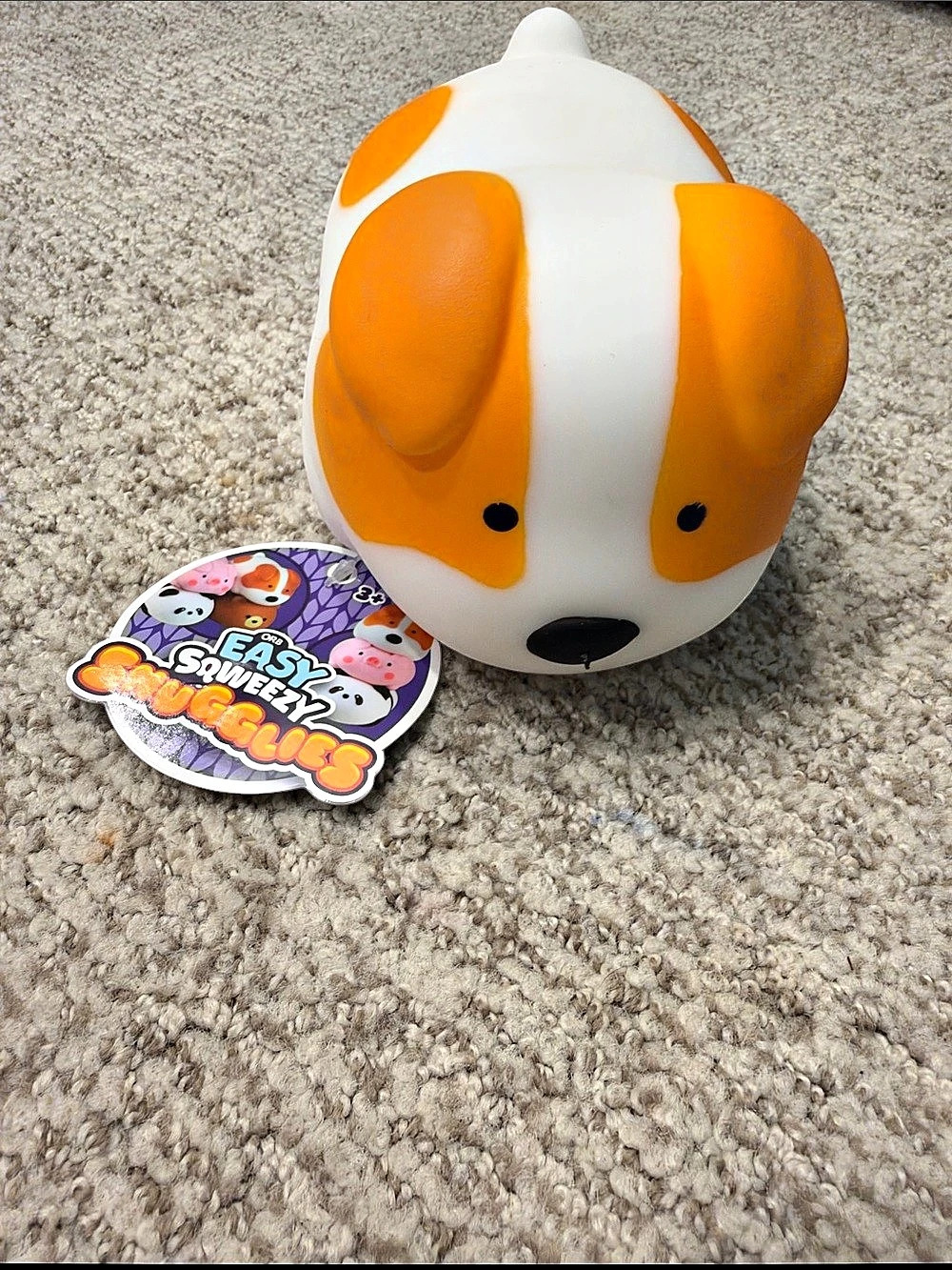 Orb Easy Squeezy Smoogals Orange & White dog Plush squeeze NWT